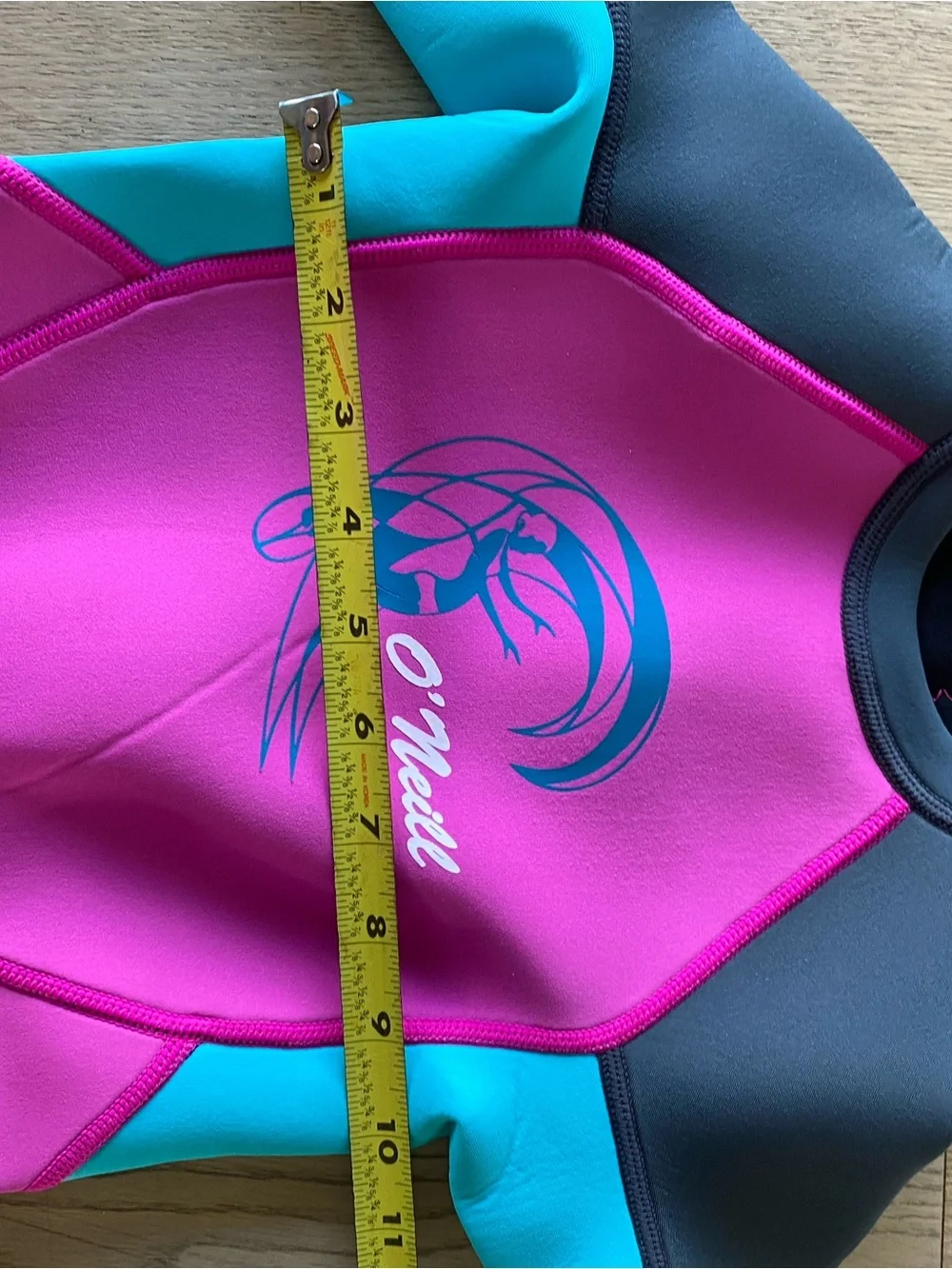 O'Neill Kids Rashguard Shorty - Pink with Aqua and Charcoal